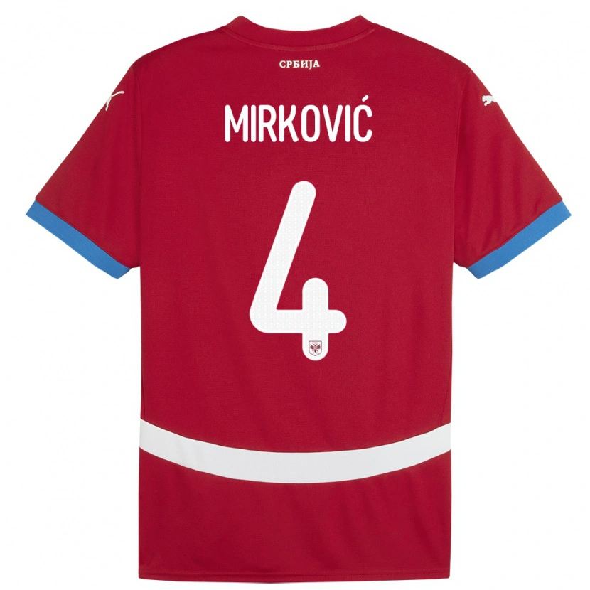 Danxen Women Serbia Nemanja Mirković #4 Red Home Jersey 24-26 T-Shirt