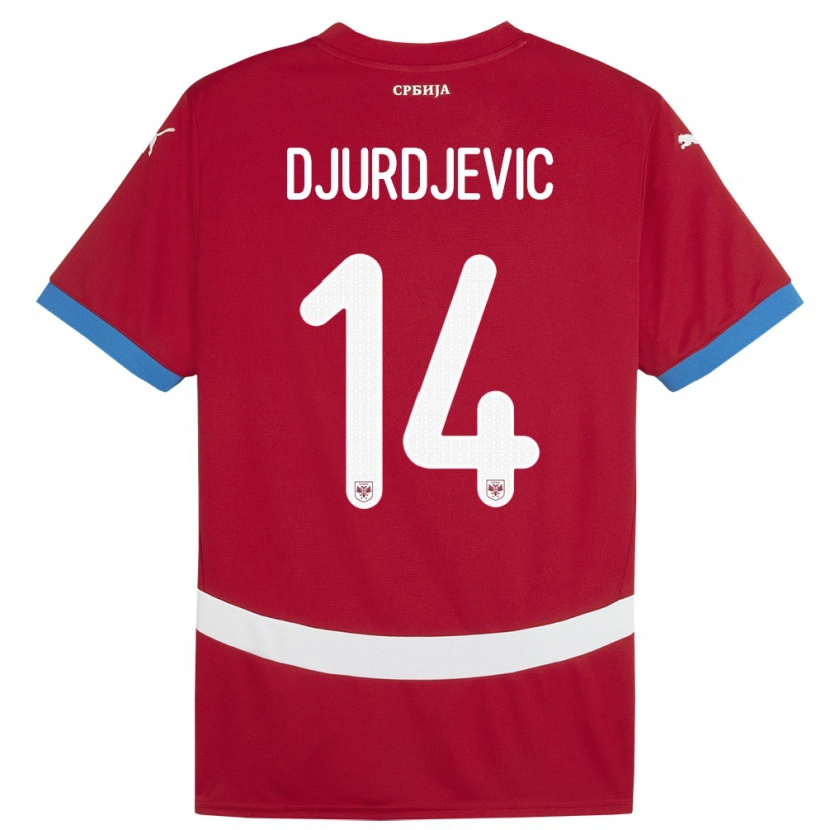 Danxen Women Serbia Vukasin Djurdjevic #14 Red Home Jersey 24-26 T-Shirt