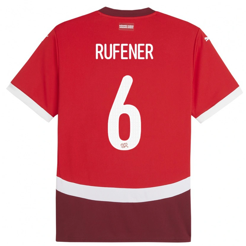 Danxen Women Switzerland Elio Rufener #6 Red Home Jersey 24-26 T-Shirt