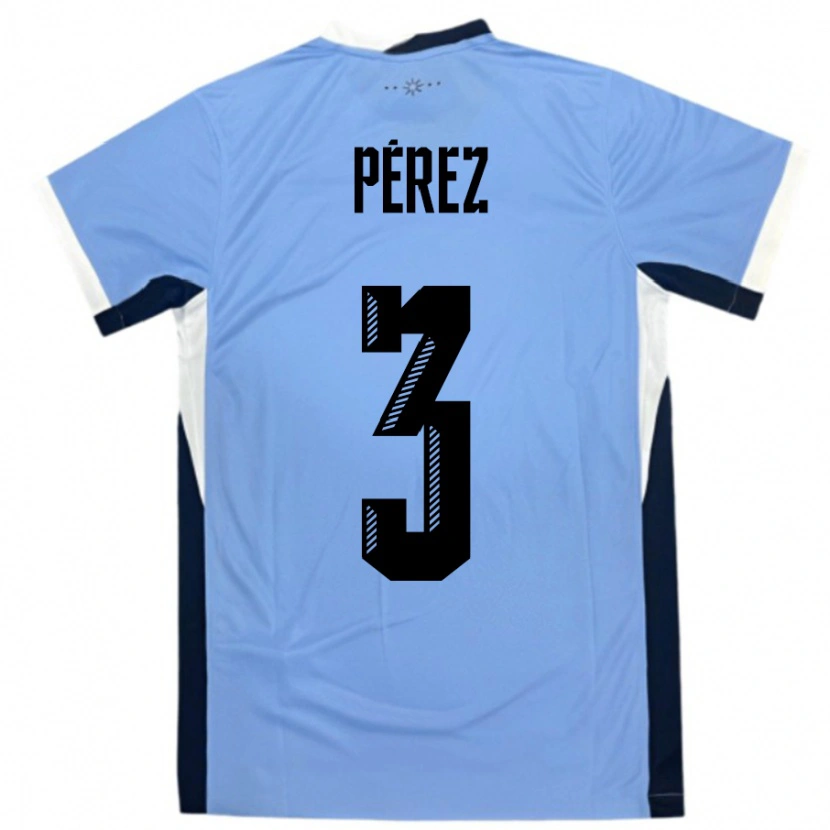 Danxen Women Uruguay Nicolás Pérez #3 White Black Home Jersey 24-26 T-Shirt