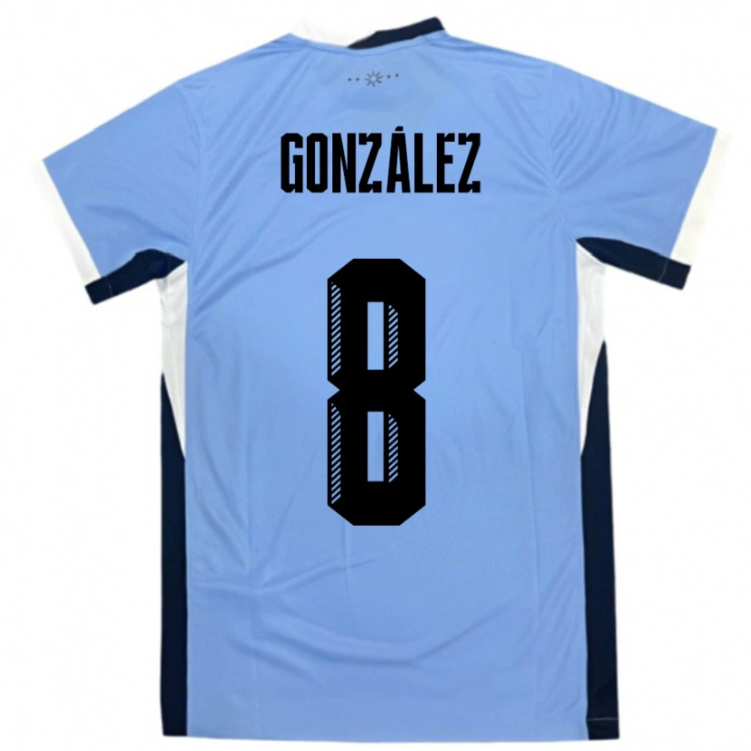 Danxen Women Uruguay Luciano Gonzalez #8 White Black Home Jersey 24-26 T-Shirt