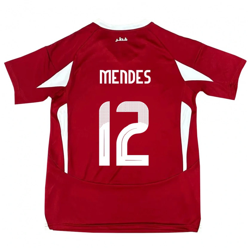 Danxen Women Qatar Lucas Mendes #12 Red Home Jersey 24-26 T-Shirt