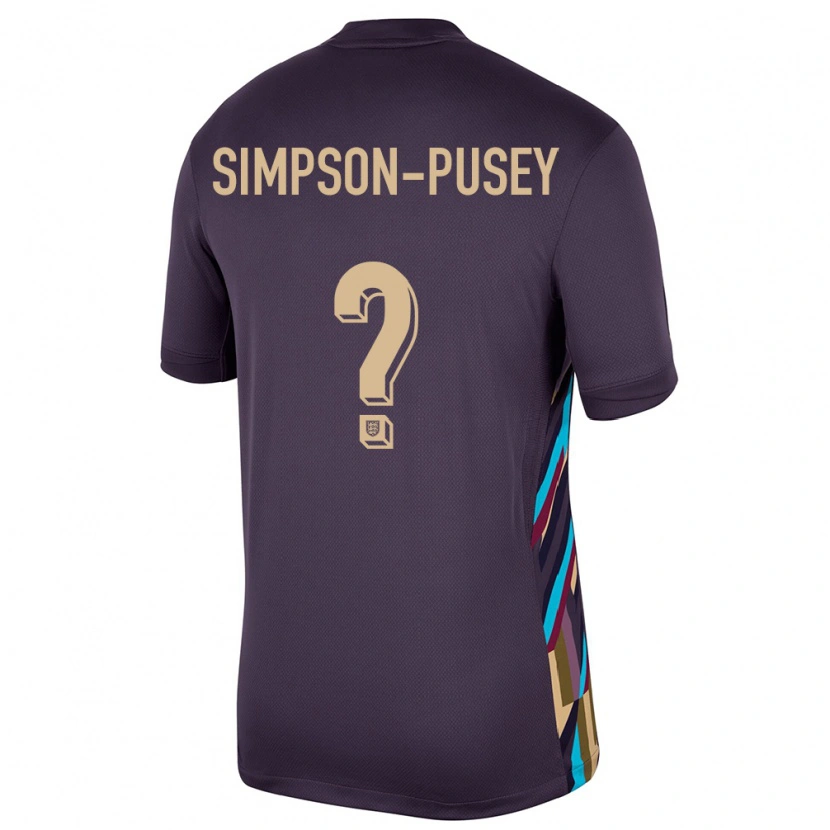 Danxen Women England Jahmai Simpson-Pusey #0 Dark Raisin Away Jersey 24-26 T-Shirt