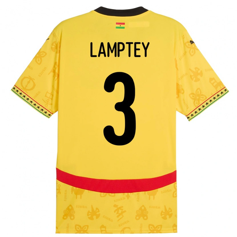 Danxen Women Ghana Tariq Lamptey #3 Yellow Away Jersey 24-26 T-Shirt
