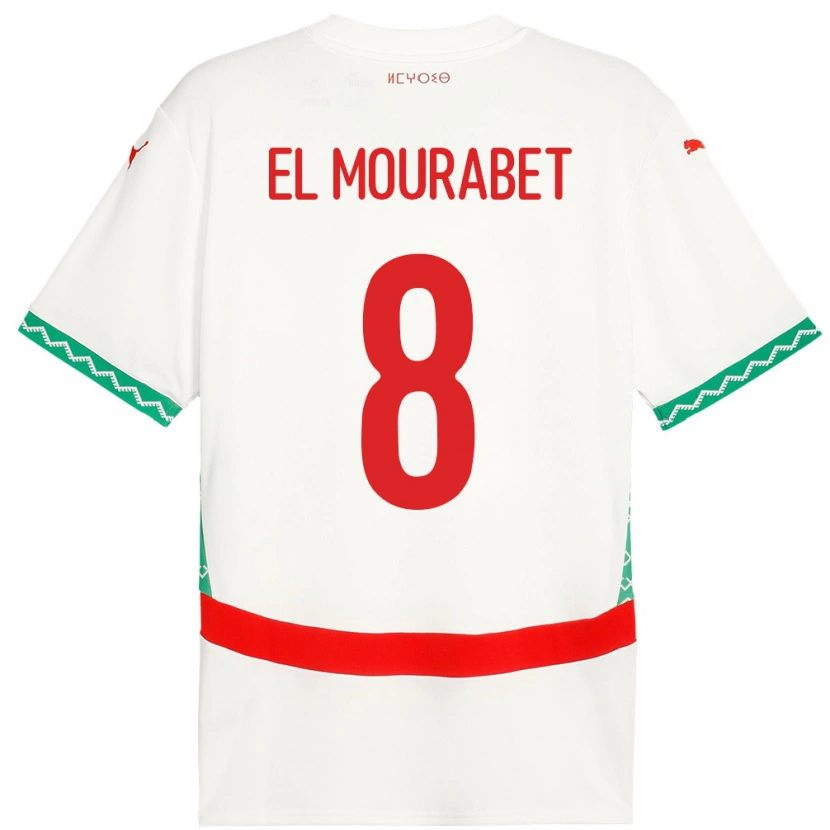 Danxen Women Morocco Samir El Mourabet #8 White Away Jersey 24-26 T-Shirt