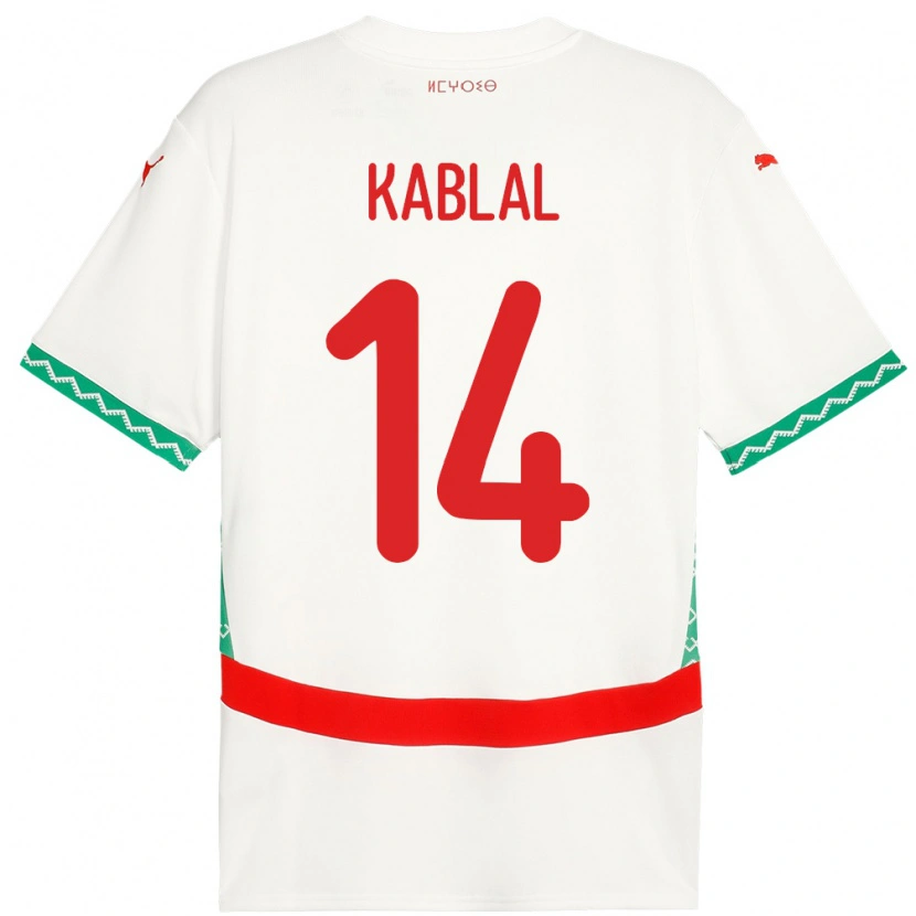 Danxen Women Morocco Yahya Kablal #14 White Away Jersey 24-26 T-Shirt