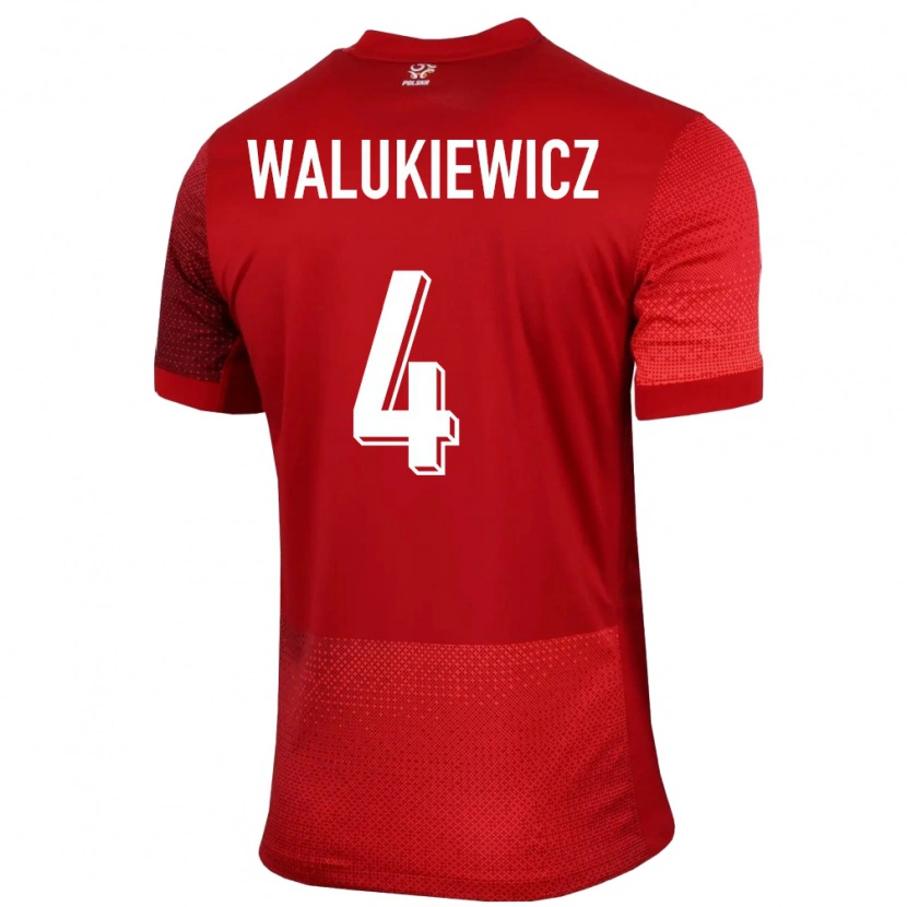 Danxen Women Poland Sebastian Walukiewicz #4 Red Away Jersey 24-26 T-Shirt