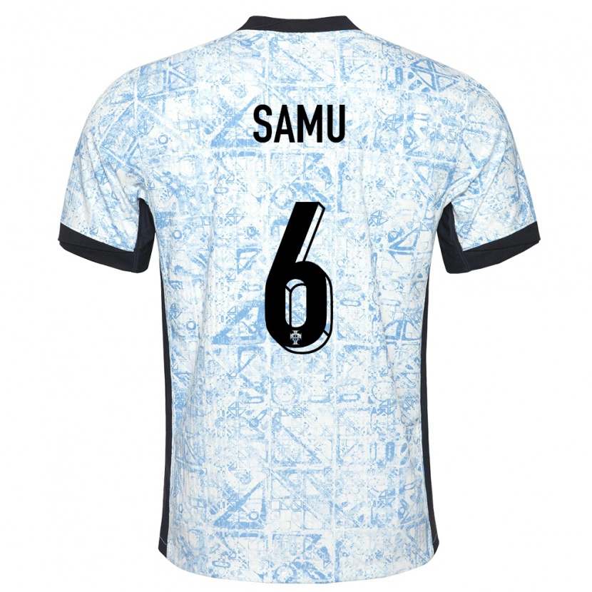 Danxen Women Portugal Samú Costa #6 Cream Blue Away Jersey 24-26 T-Shirt