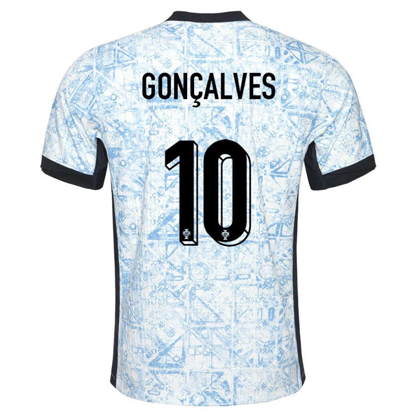 Danxen Women Portugal Flávio Gonçalves #10 Cream Blue Away Jersey 24-26 T-Shirt
