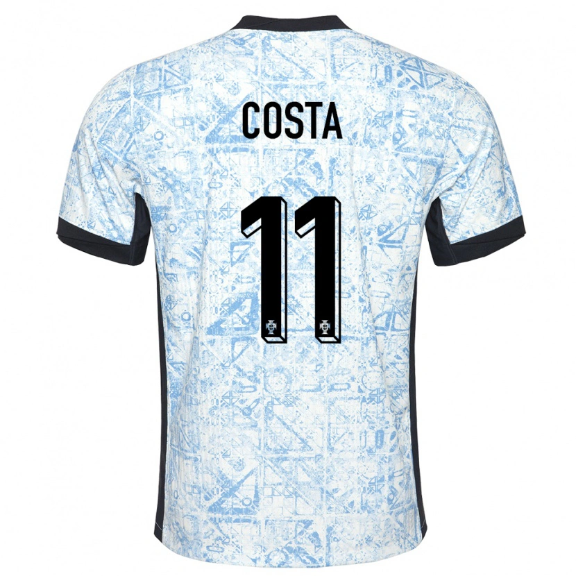 Danxen Women Portugal Daniel Costa #11 Cream Blue Away Jersey 24-26 T-Shirt
