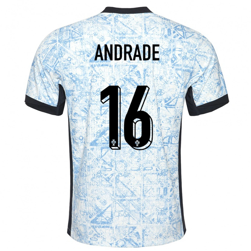 Danxen Women Portugal Tiago Andrade #16 Cream Blue Away Jersey 24-26 T-Shirt
