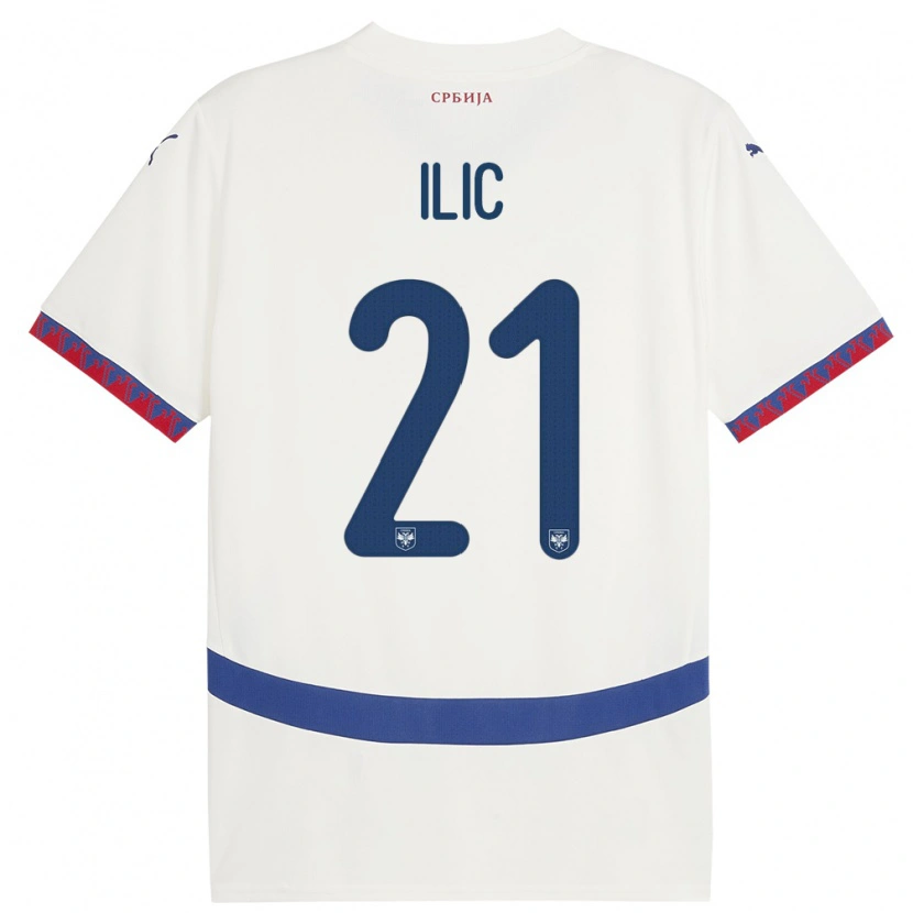 Danxen Women Serbia Veljko Ilic #21 White Away Jersey 24-26 T-Shirt