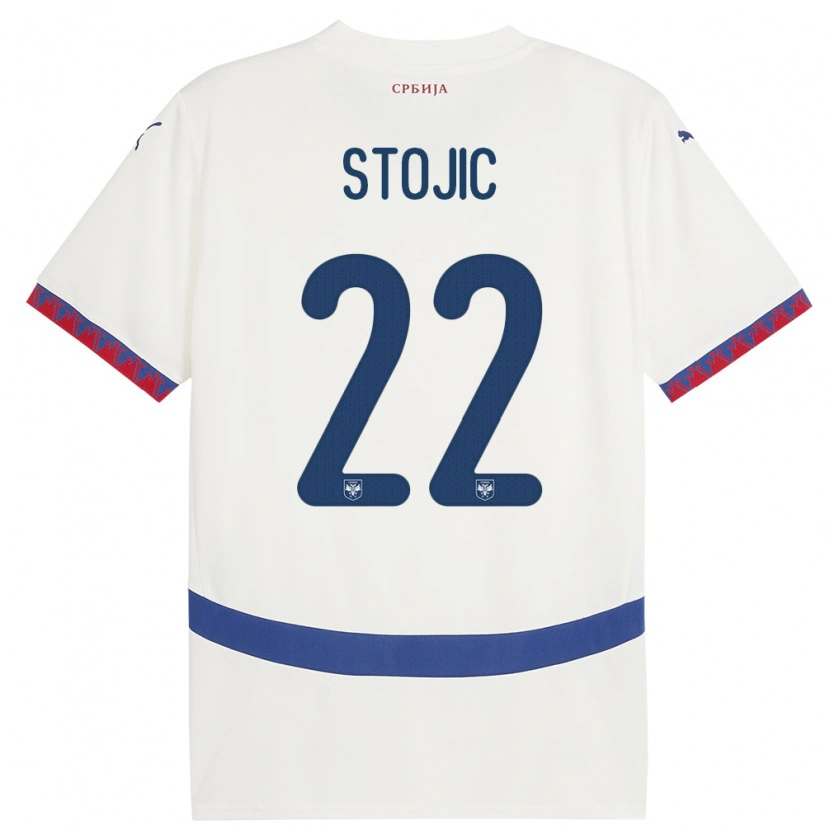 Danxen Women Serbia Nemanja Stojic #22 White Away Jersey 24-26 T-Shirt
