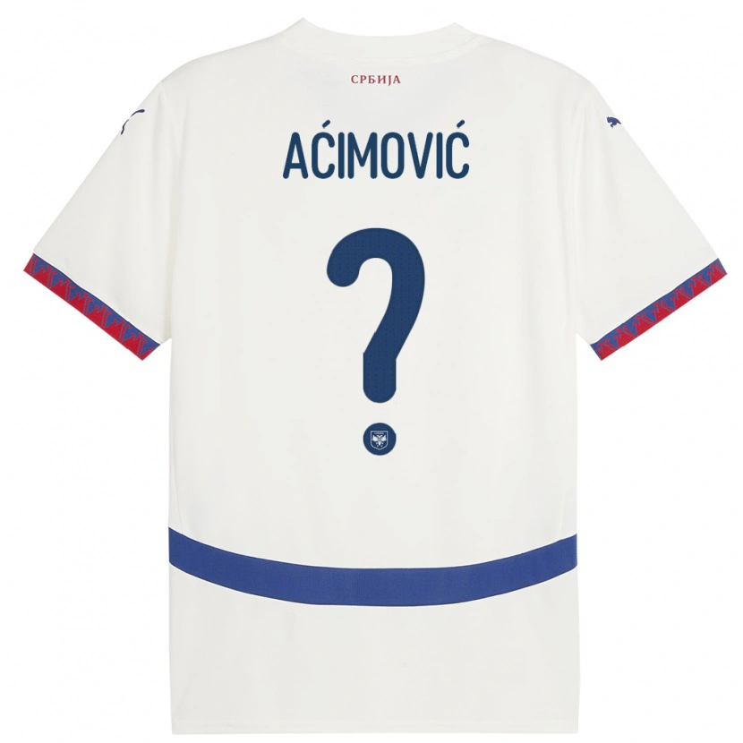 Danxen Women Serbia Dimitrije Aćimović #0 White Away Jersey 24-26 T-Shirt