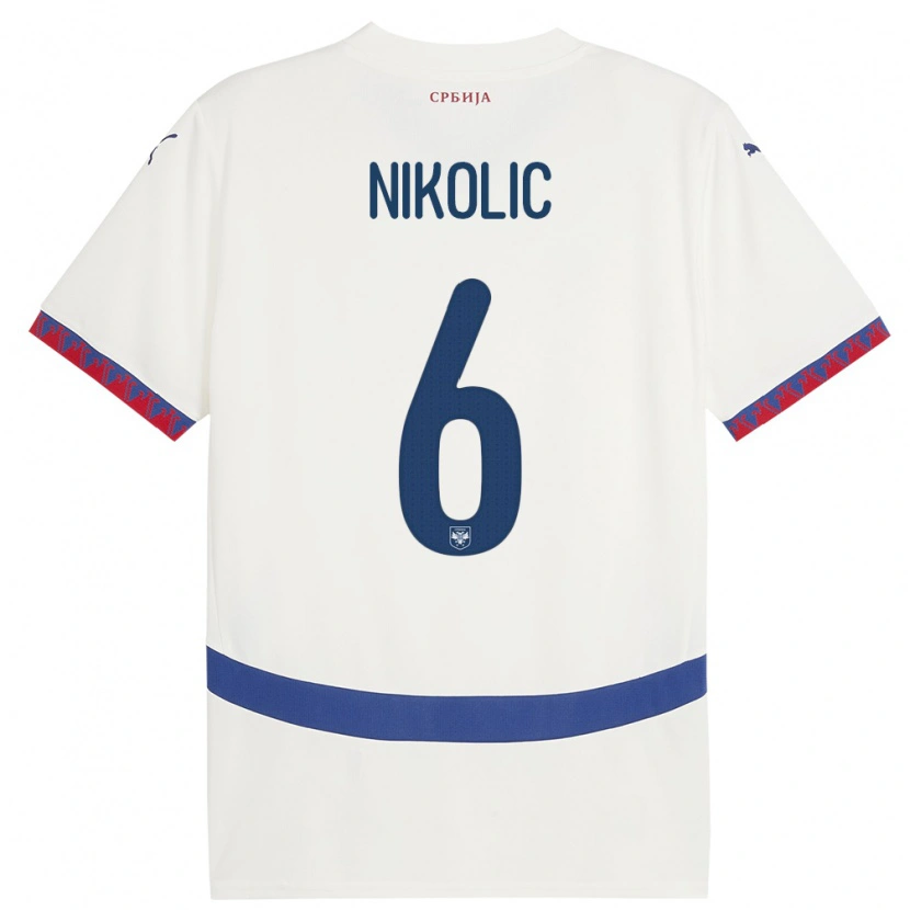 Danxen Women Serbia Lazar Nikolic #6 White Away Jersey 24-26 T-Shirt