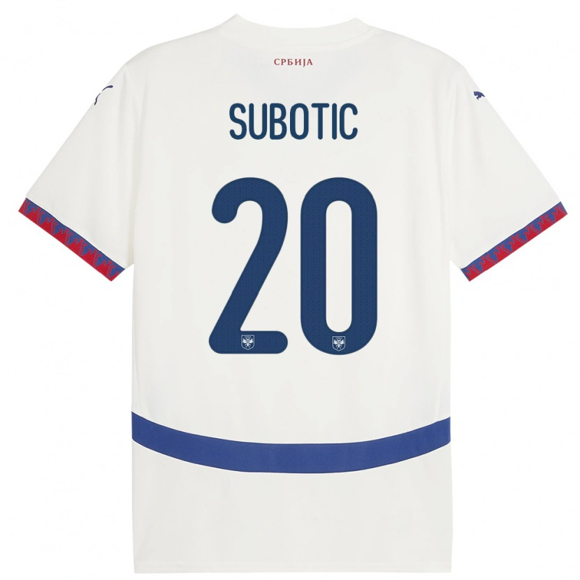 Danxen Women Serbia Andrej Subotic #20 White Away Jersey 24-26 T-Shirt