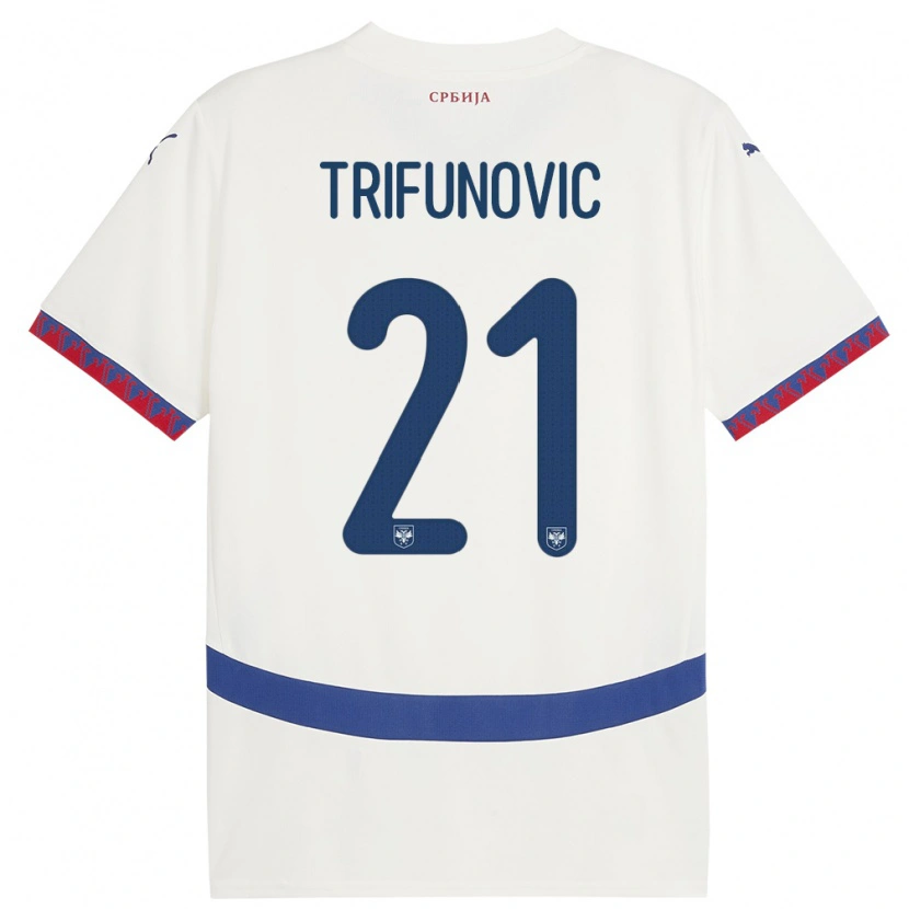 Danxen Women Serbia Nemanja Trifunovic #21 White Away Jersey 24-26 T-Shirt