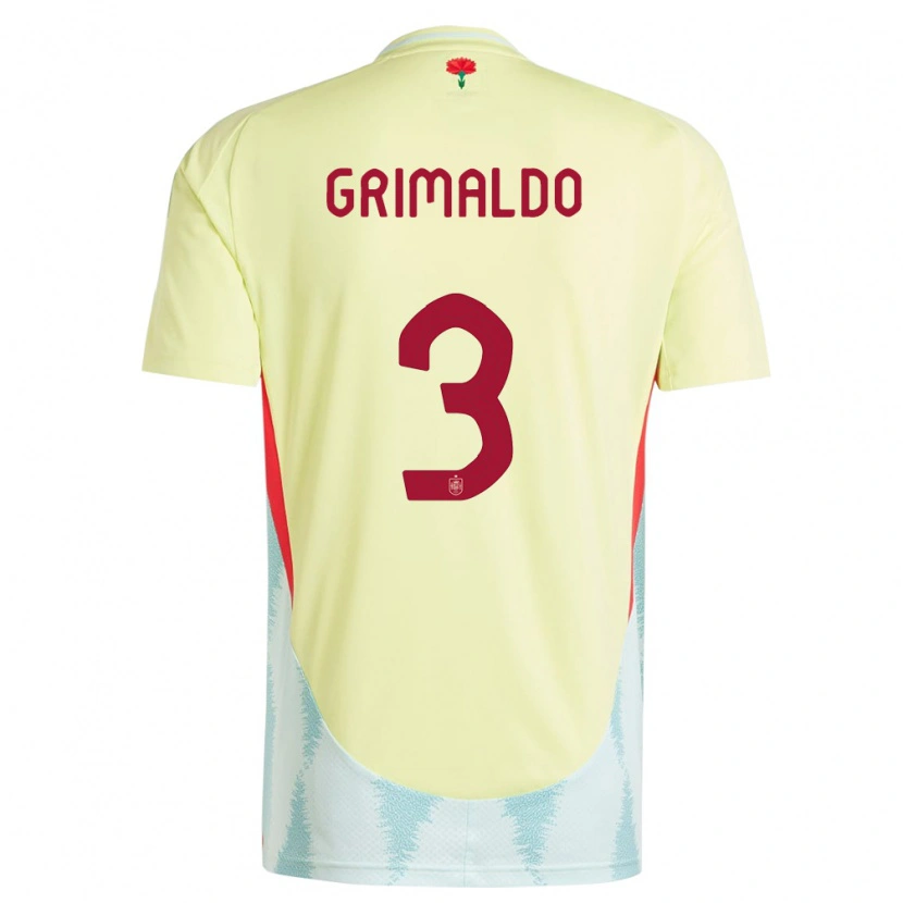 Danxen Women Spain Alejandro Grimaldo #3 Yellow Away Jersey 24-26 T-Shirt