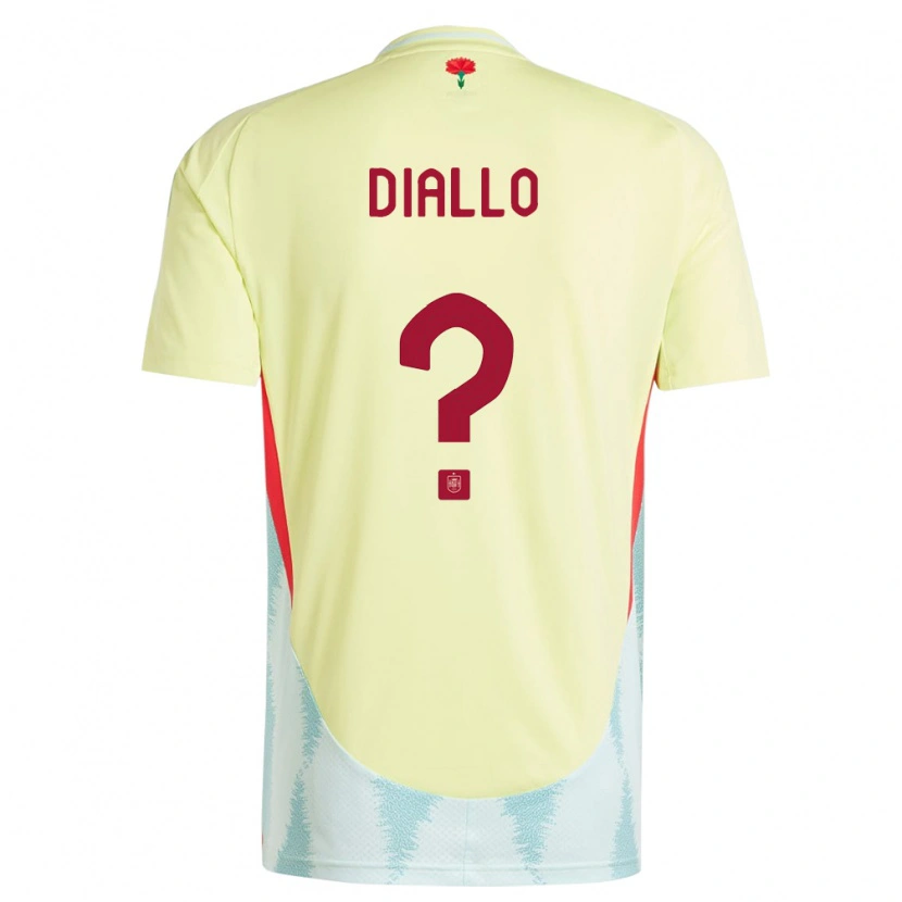Danxen Women Spain Ousmane Diallo #0 Yellow Away Jersey 24-26 T-Shirt