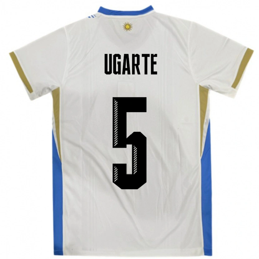 Danxen Women Uruguay Manuel Ugarte #5 White Blue Away Jersey 24-26 T-Shirt
