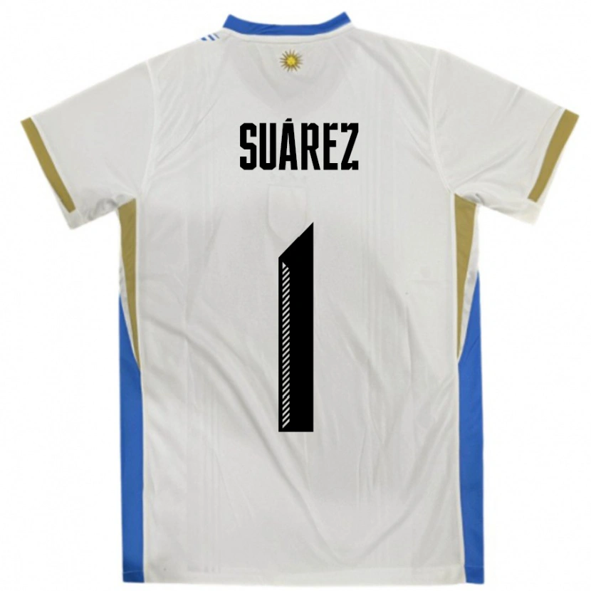 Danxen Women Uruguay Ignacio Suárez #1 White Blue Away Jersey 24-26 T-Shirt