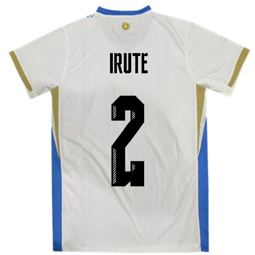 Danxen Women Uruguay Ezequiel Irute #2 White Blue Away Jersey 24-26 T-Shirt