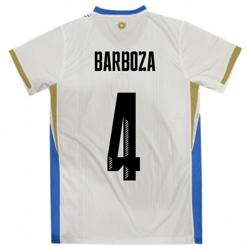 Danxen Women Uruguay Brian Barboza #4 White Blue Away Jersey 24-26 T-Shirt