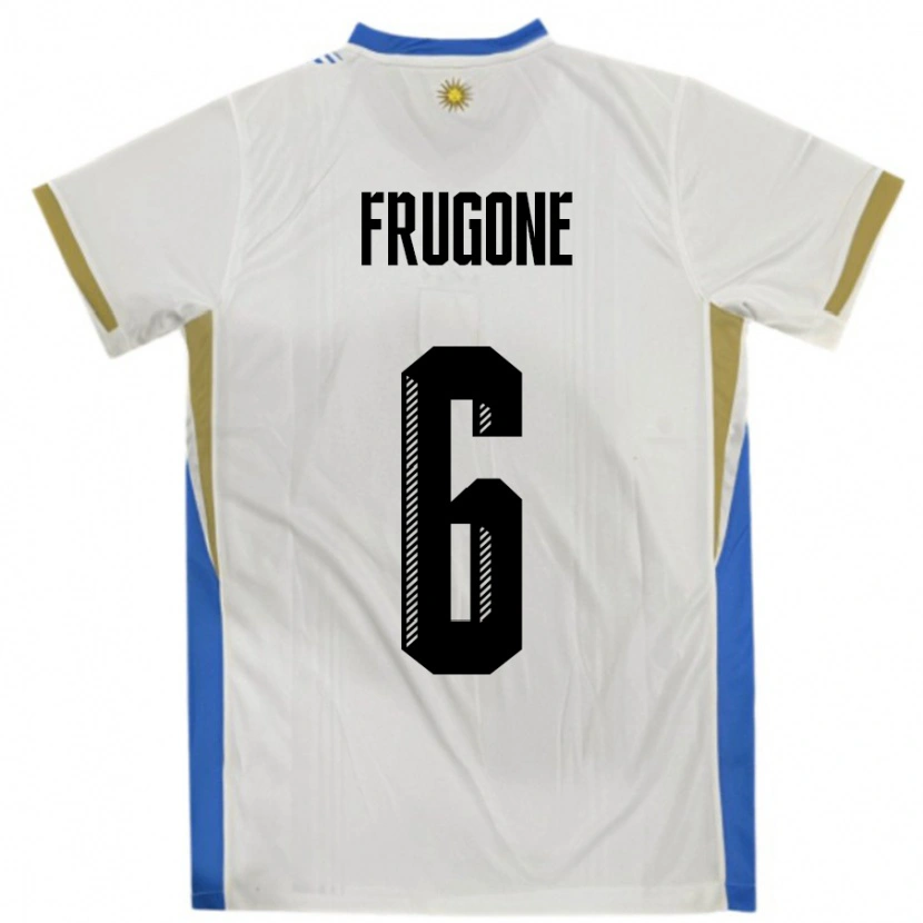 Danxen Women Uruguay Axel Frugone #6 White Blue Away Jersey 24-26 T-Shirt