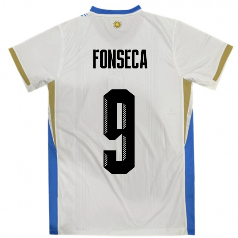Danxen Women Uruguay Matías Fonseca #9 White Blue Away Jersey 24-26 T-Shirt