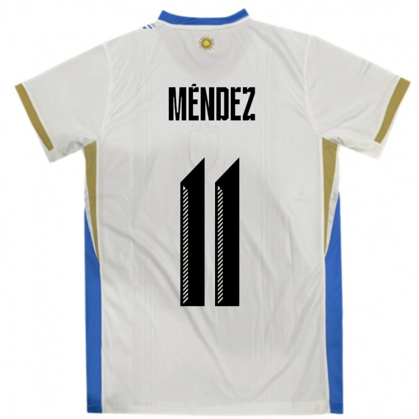 Danxen Women Uruguay Axel Méndez #11 White Blue Away Jersey 24-26 T-Shirt