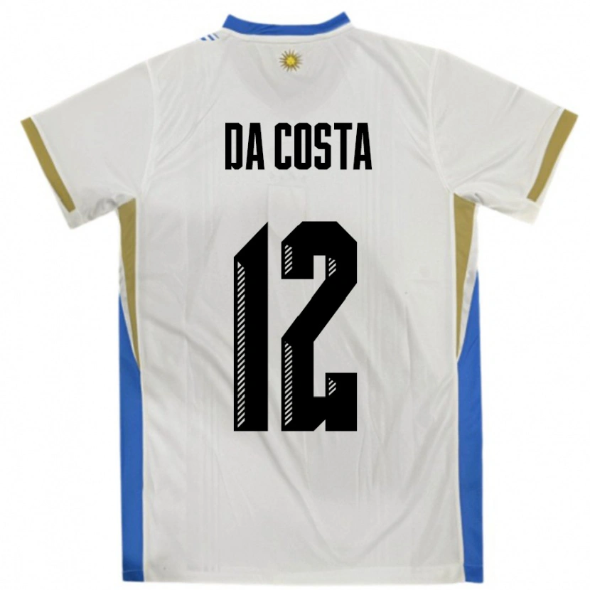 Danxen Women Uruguay Paulo Da Costa #12 White Blue Away Jersey 24-26 T-Shirt