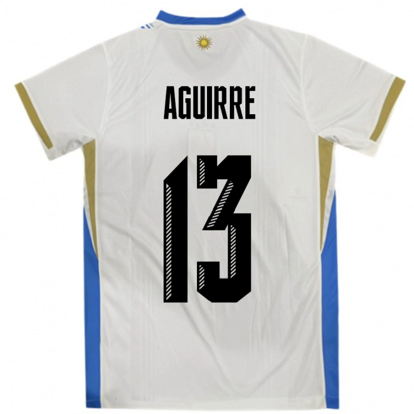 Danxen Women Uruguay Joaquin Aguirre #13 White Blue Away Jersey 24-26 T-Shirt