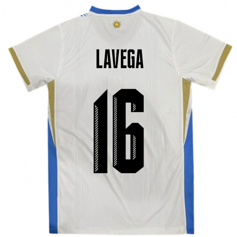 Danxen Women Uruguay Joaquín Lavega #16 White Blue Away Jersey 24-26 T-Shirt