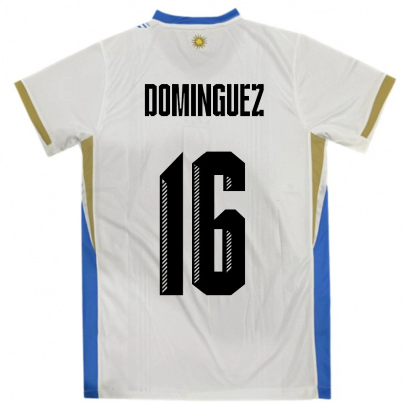 Danxen Women Uruguay Facundo Dominguez #16 White Blue Away Jersey 24-26 T-Shirt