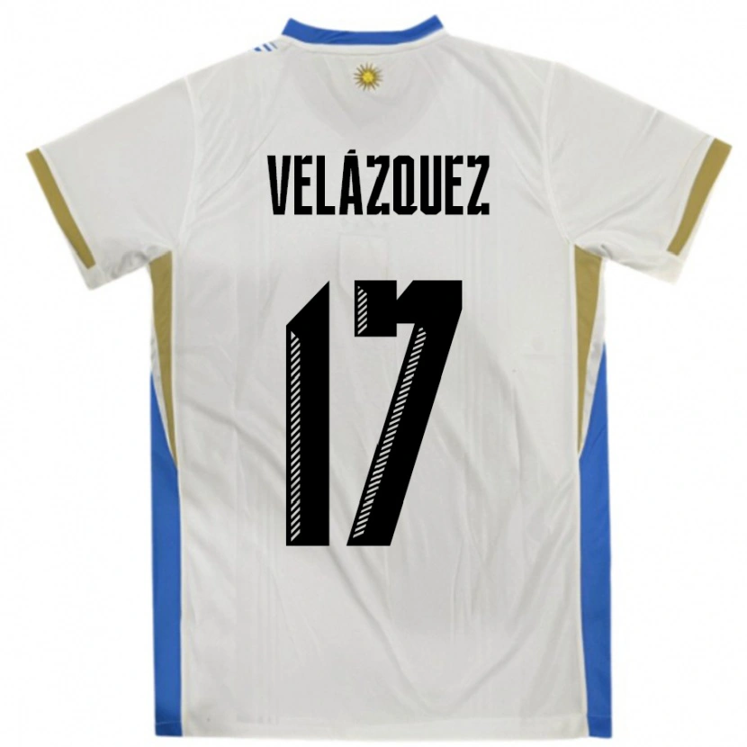 Danxen Women Uruguay Ezequiel Velázquez #17 White Blue Away Jersey 24-26 T-Shirt
