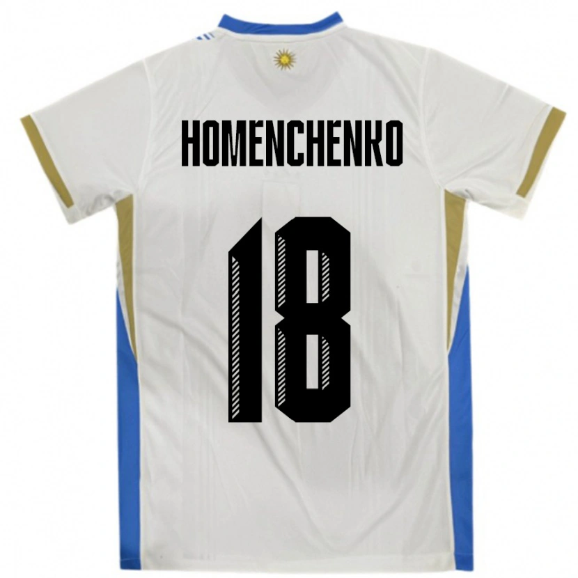 Danxen Women Uruguay Santiago Homenchenko #18 White Blue Away Jersey 24-26 T-Shirt