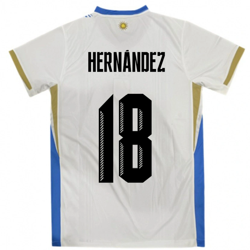 Danxen Women Uruguay Tomás Hernández #18 White Blue Away Jersey 24-26 T-Shirt