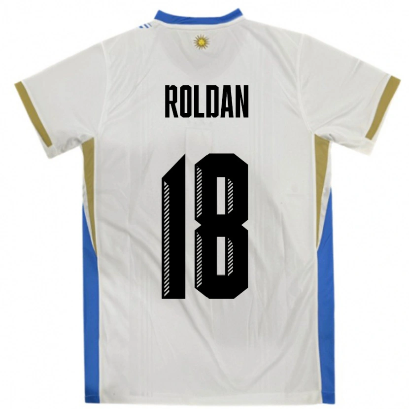 Danxen Women Uruguay Thiago Roldan #18 White Blue Away Jersey 24-26 T-Shirt