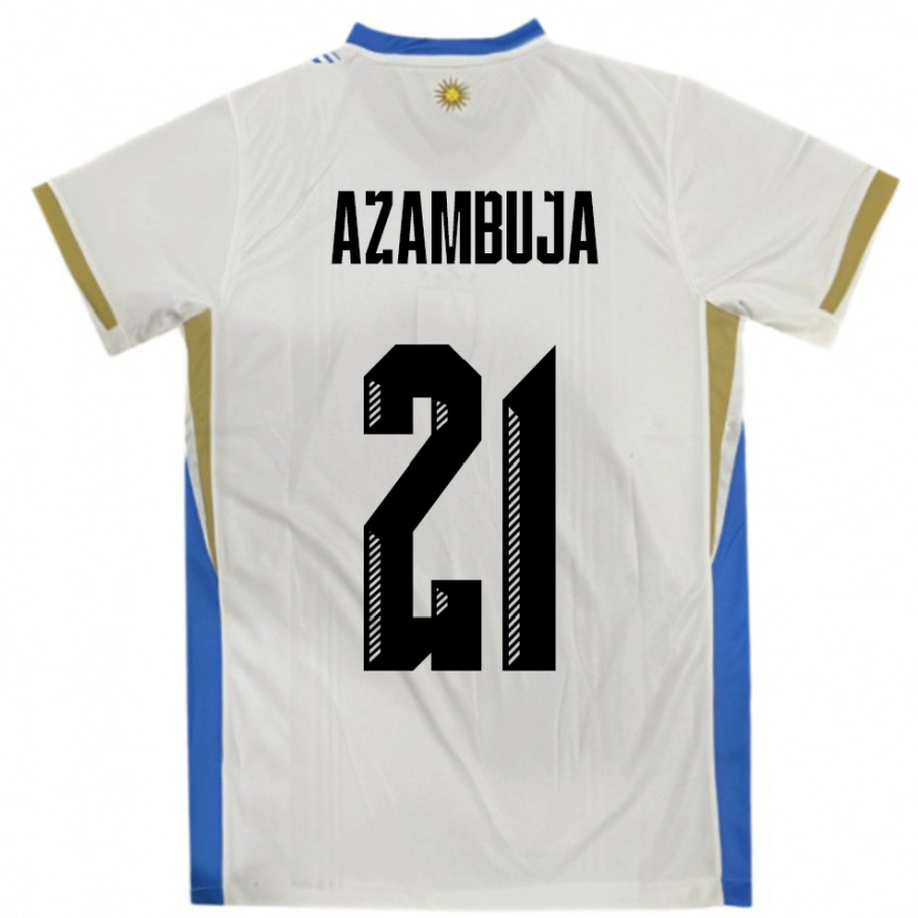 Danxen Women Uruguay Nicolas Azambuja #21 White Blue Away Jersey 24-26 T-Shirt
