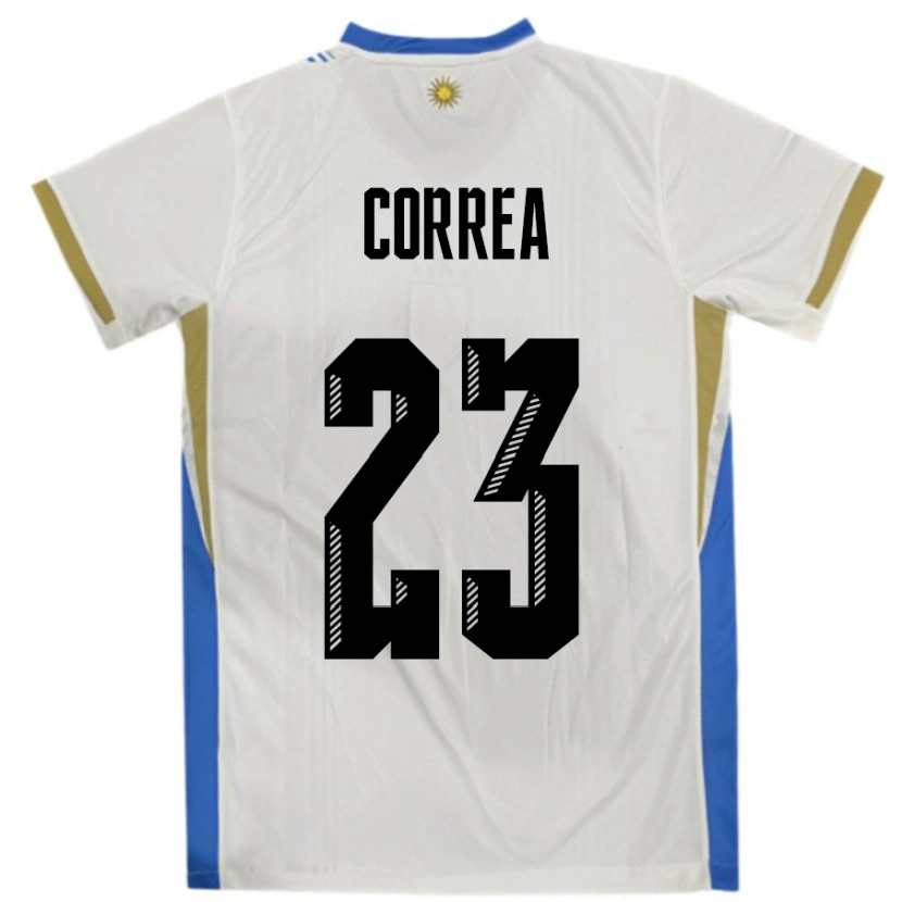 Danxen Women Uruguay Fabrizio Correa #23 White Blue Away Jersey 24-26 T-Shirt