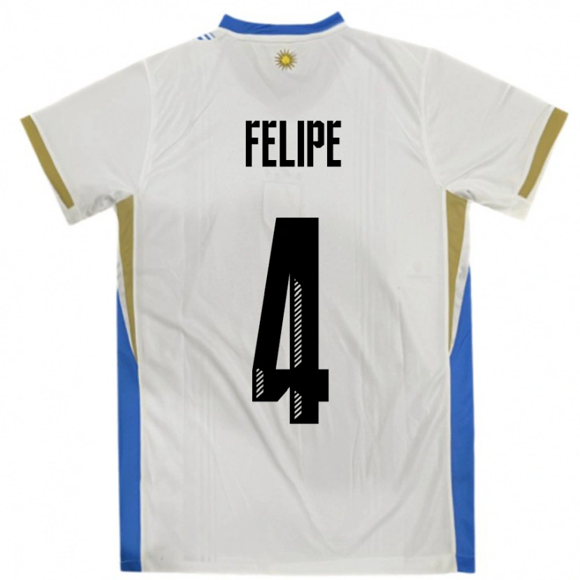 Danxen Women Uruguay Laura Felipe #4 White Blue Away Jersey 24-26 T-Shirt