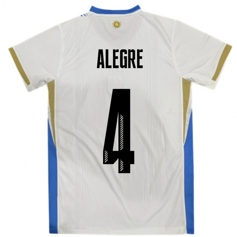 Danxen Women Uruguay Ignacio Alegre #4 White Blue Away Jersey 24-26 T-Shirt
