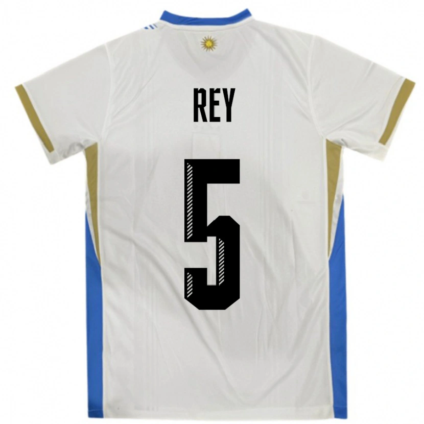Danxen Women Uruguay Rodrigo Rey #5 White Blue Away Jersey 24-26 T-Shirt