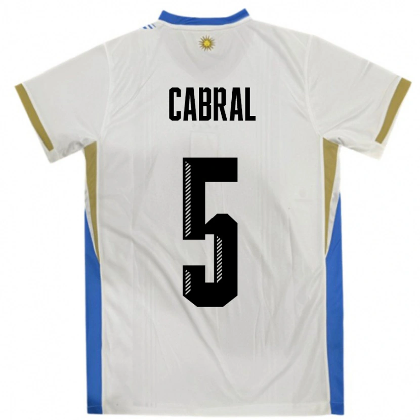Danxen Women Uruguay Maximo Cabral #5 White Blue Away Jersey 24-26 T-Shirt