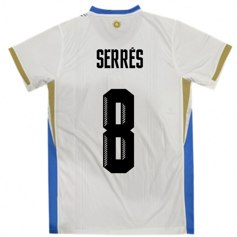 Danxen Women Uruguay Felipe Serres #8 White Blue Away Jersey 24-26 T-Shirt