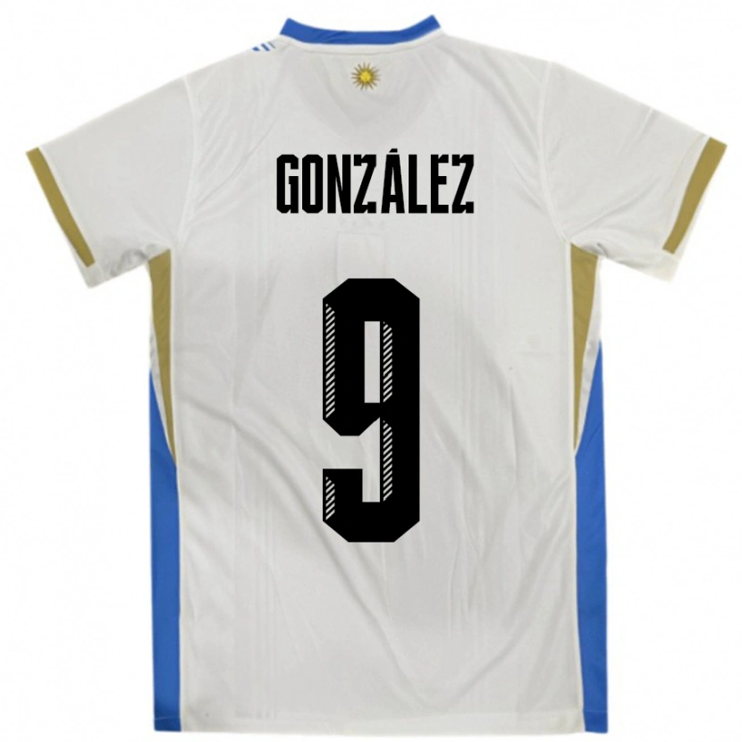 Danxen Women Uruguay Pamela Gonzalez #9 White Blue Away Jersey 24-26 T-Shirt
