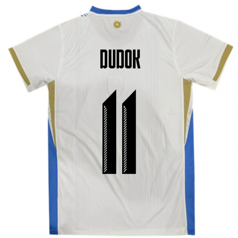 Danxen Women Uruguay Rodrigo Dudok #11 White Blue Away Jersey 24-26 T-Shirt