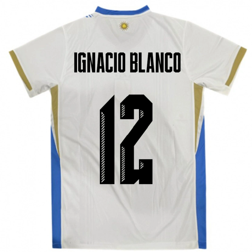 Danxen Women Uruguay Juan Ignacio Blanco #12 White Blue Away Jersey 24-26 T-Shirt