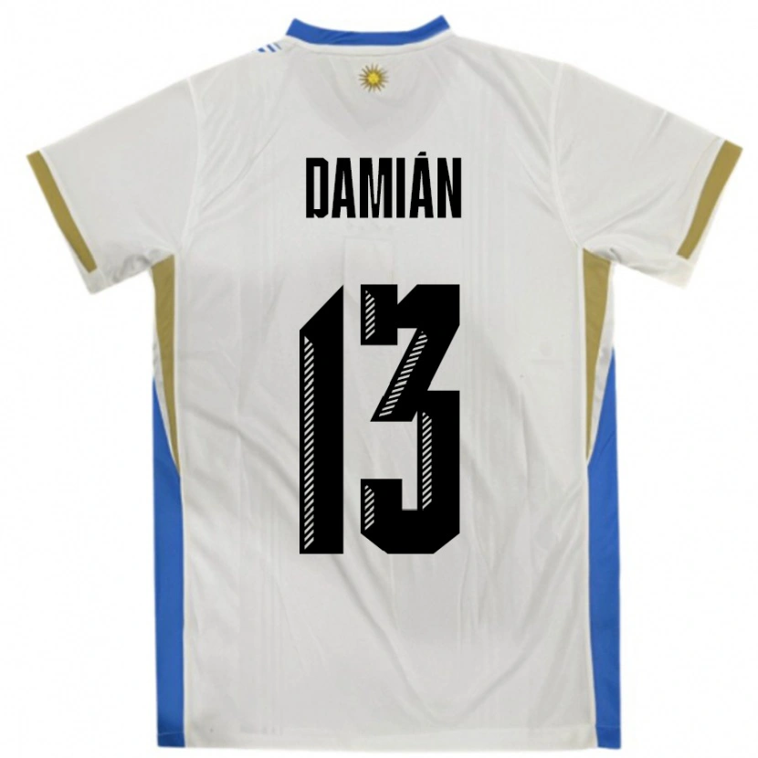 Danxen Women Uruguay Damian Suarez #13 White Blue Away Jersey 24-26 T-Shirt