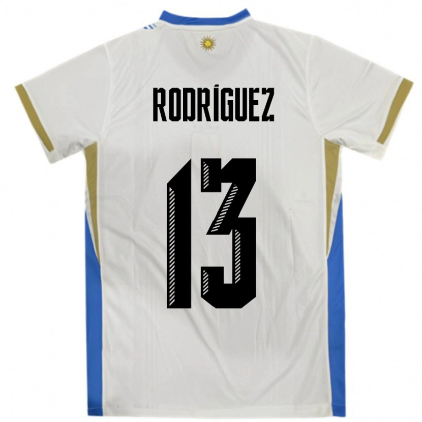 Danxen Women Uruguay Agustin Rodriguez #13 White Blue Away Jersey 24-26 T-Shirt